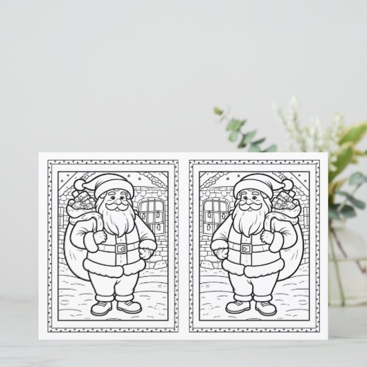 Kids Coloring Santa Paper Christmas Card Template (スタンド正面)
