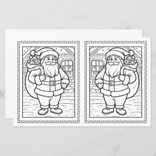 Kids Coloring Santa Paper Christmas Card Template (正面/裏面)
