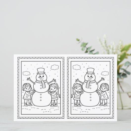 Kids Coloring Snowman Paper Christmas Card  (スタンド正面)
