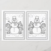 Kids Coloring Snowman Paper Christmas Card  (正面)