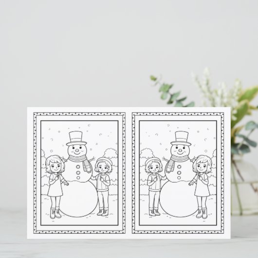 Kids Coloring Snowman Paper Christmas Card  (スタンド正面)