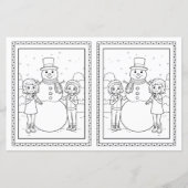 Kids Coloring Snowman Paper Christmas Card  (正面)