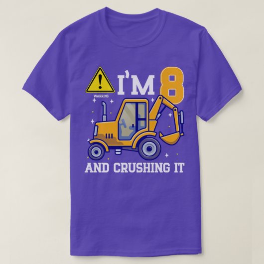 Kids Construction Truck 8th Birthday 8 Years Old D Tシャツ (デザイン正面)