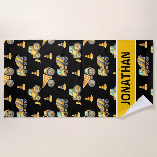 Kids' Construction Truck – Fun & Customizable ビーチタオル (正面)