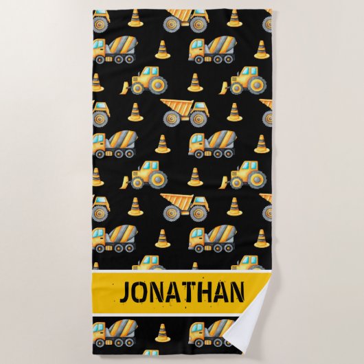 Kids' Construction Truck – Fun & Customizable ビーチタオル (正面)