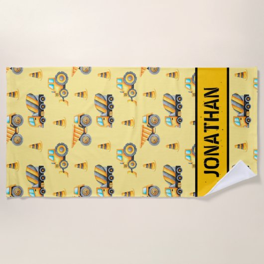 Kids' Construction Truck – Fun & Customizable ビーチタオル (正面)