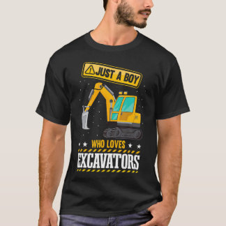 Kids Construction Vehicle Just A Boy Who Loves Exc Tシャツ