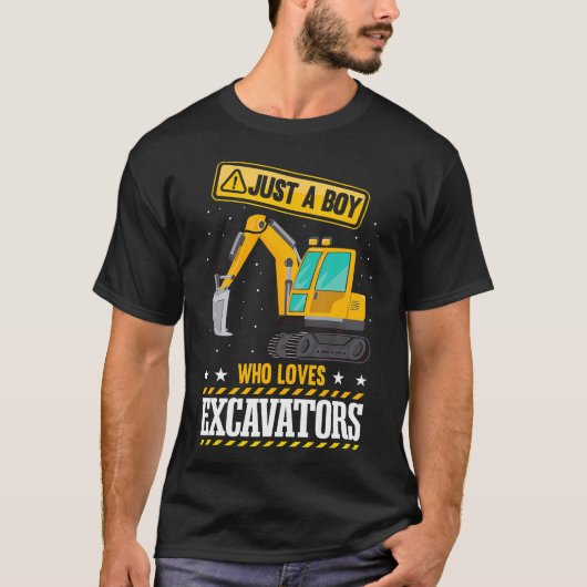 Kids Construction Vehicle Just A Boy Who Loves Exc Tシャツ (正面)