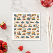 Kids Construction Vehicle Napkins – Cartoon Trucks スタンダードカクテルナプキン (インサイチュ)