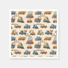 Kids Construction Vehicle Napkins – Cartoon Trucks スタンダードカクテルナプキン