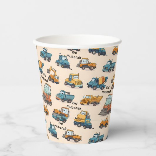 Kids Construction Vehicle Paper Cups Cartoon Truck 紙コップ (正面)