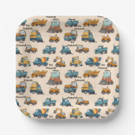 Kids Construction Vehicle Paper Plates Trucks ペーパープレート