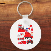 Kids Construction Vehicle Valentine Crane Truck Cu キーホルダー (正面)