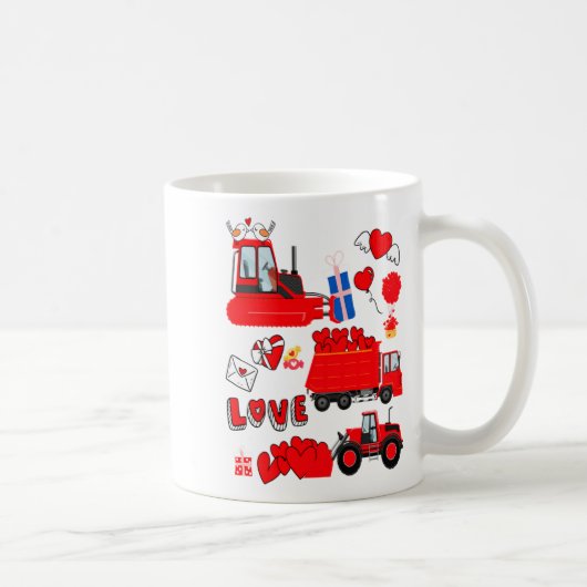Kids Construction Vehicle Valentine Crane Truck Cu コーヒーマグカップ (右)