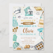 Kids Cooking Birthday, Kitchen Baking Chef 招待状 (正面)