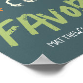 Kids Cool Dinosaur Dig Boys Birthday Favor Sign ポスター (角)