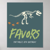 Kids Cool Dinosaur Dig Boys Birthday Favor Sign ポスター (正面)