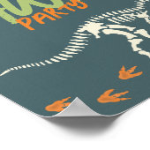 Kids Cool Dinosaur Dig Boys Birthday Welcome Sign ポスター (角)