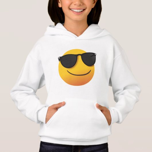 Kids Cool Smiley Hoodie | Fun Emoji Graphic Design (正面)