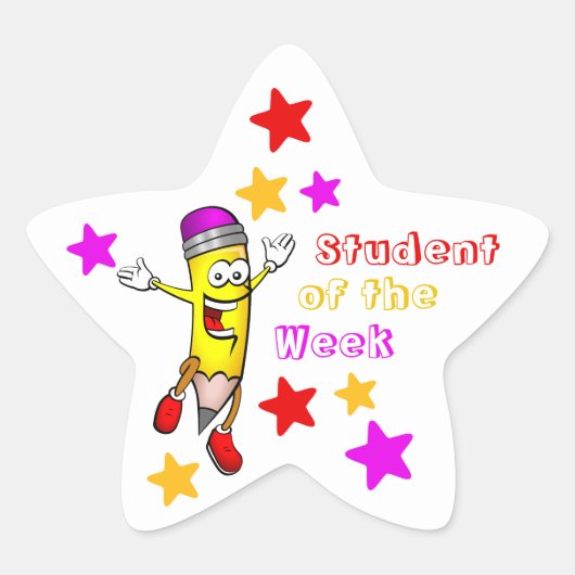 Kids Cute & カラフル Student of the Week 星シール (正面)