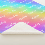 Kids Cute And Vibrant Rainbow Themed Name Blanket シェルパブランケット (3/4)
