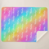 Kids Cute And Vibrant Rainbow Themed Name Blanket シェルパブランケット (正面(横))