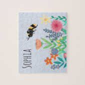 Kids Cute and Whimsical Bumblebee Bee and Flowers ジグソーパズル (縦)