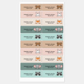 Kids Cute Animals Cartoon Name School ラベル (シート)