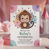 Kids Cute Monkey Jungle Birthday Party 招待状