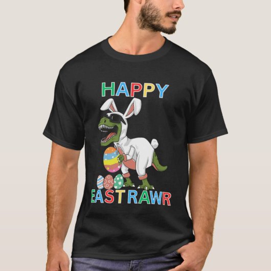 Kids Cute Rex Dino Happy East Rawr Easter Holidays Tシャツ (正面)