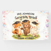 Kid's Cute Woodland Graduation Banner w/ Name 横断幕 (横)