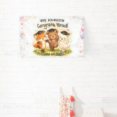 Kid's Cute Woodland Graduation Banner w/ Name 横断幕 (インサイチュ)