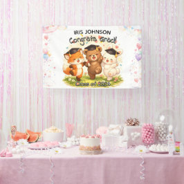 Kid's Cute Woodland Graduation Banner w/ Name 横断幕