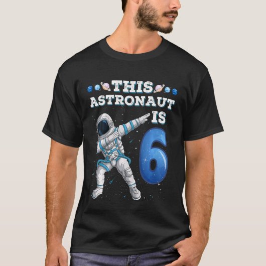 Kids Dabbing Astronaut 6 Year Old Birthday Boy Spa Tシャツ (正面)