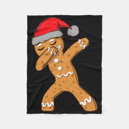 Kids Dabbing Dab Gingerbread Man Xmas Girls Boys C フリースブランケット (正面)