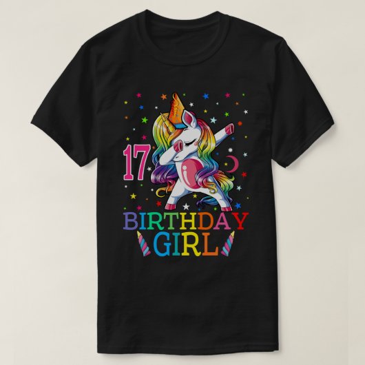 Kids Dabbing Unicorn 17歳17誕生日パー Tシャツ (デザイン正面)