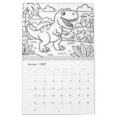 Kids Dino Coloring Calendar カレンダー (1月 2027)