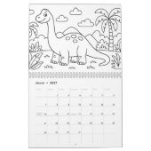 Kids Dino Coloring Calendar カレンダー (3月 2027)