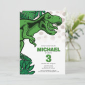 Kids Dino Themed Jurassic Dinosaur Birthday 招待状 (スタンド正面)