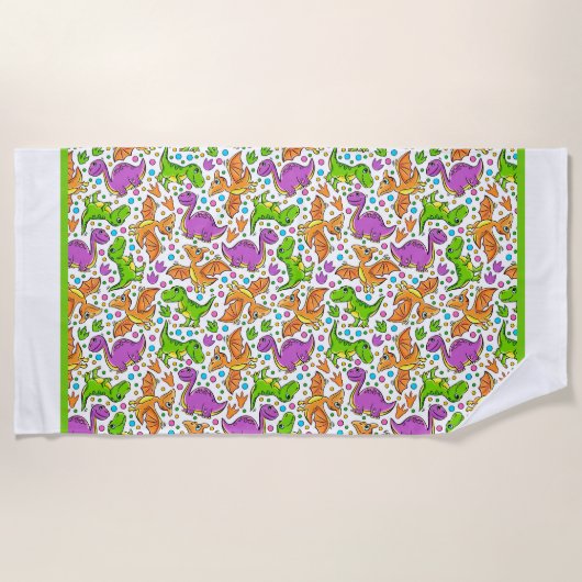 Kids Dinosale Friends ビーチタオル (正面)