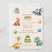 Kids Dinosaur Birthday Party Announcement Invite 招待状 (正面)