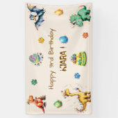 Kids Dinosaur Birthday Party Banner 横断幕 (縦)