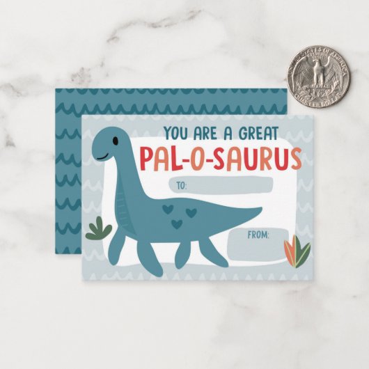 Kids Dinosaur Classroom Valentine's Day Card ノートカード (正面/裏面インサイチュ)