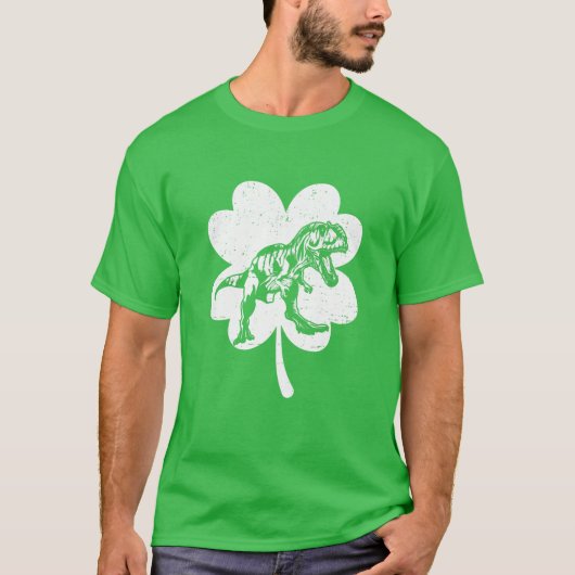 Kids Dinosaur St Patricks Day Boys Kids Shamrock I Tシャツ (正面)