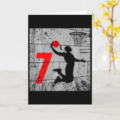 Kids Distressed 7 Year Old 7th Bysketbyll Birthday カード (黄色い花)