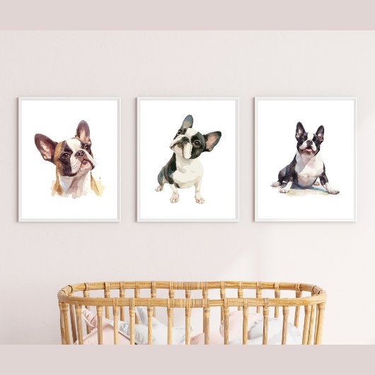 Kids Dog Wall Art, Boston Terrier Poster