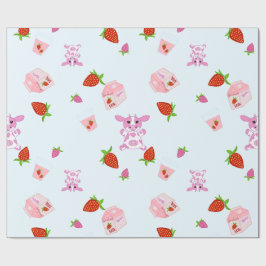 Kid's drawing strawberry milk cow ラッピングペーパー