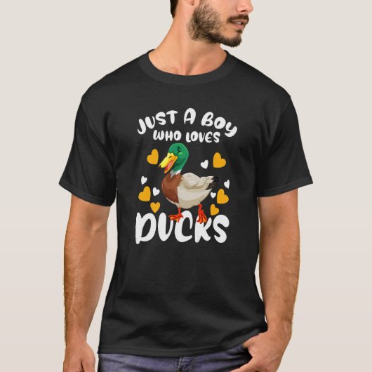 Kids Duck Just A Boy Who Loves Ducks Duck Tシャツ (正面)