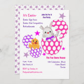 Kids Easter 2018おもしろいエッグ狩りパーティー招待状 招待状 (正面/裏面)