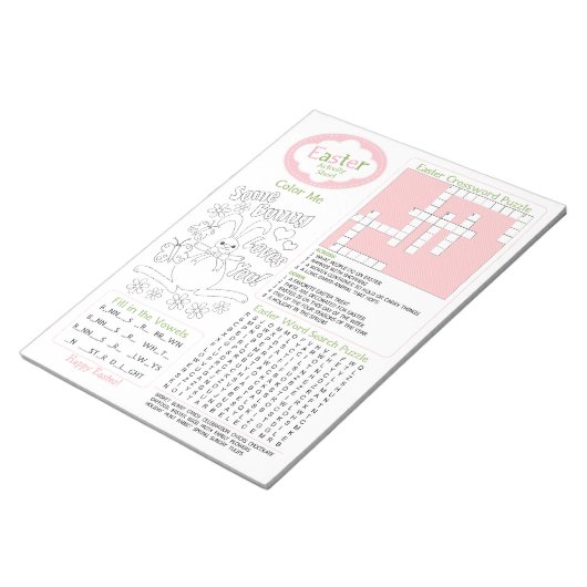 Kid's Easter Activityおもしろいシート8.5"x11"メモ帳 ノートパッド (アングル)
